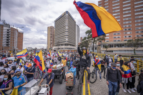 A pro-democracy protest in Colombia